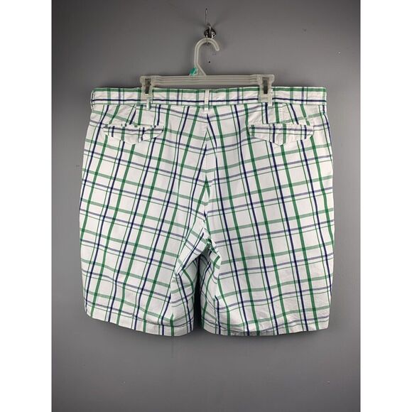 Dockers Shorts Mens‎ Size 42 Khaki  Green Plaid Snap Button Flap Pockets - Picture 2 of 5